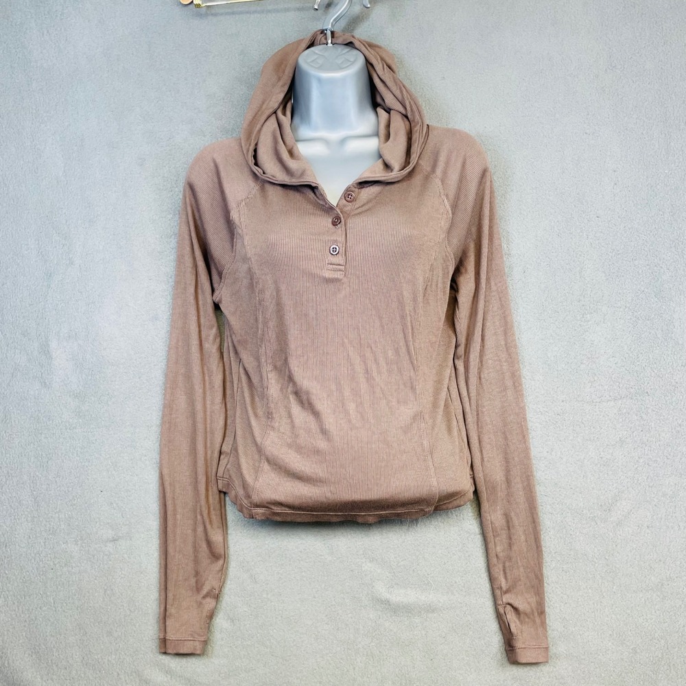 Musinsa Standard Ribbed‎ Hoodie Long Sleeve Button Up Top Casual Size L